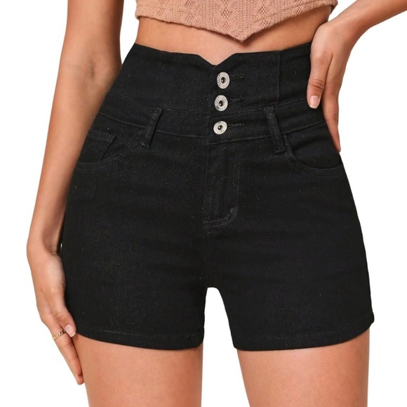 High Waist Denim Shorts - Picture 1 of 4